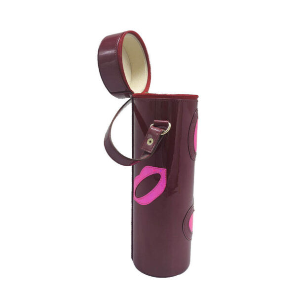 Portable PU leather cosmetic container round box