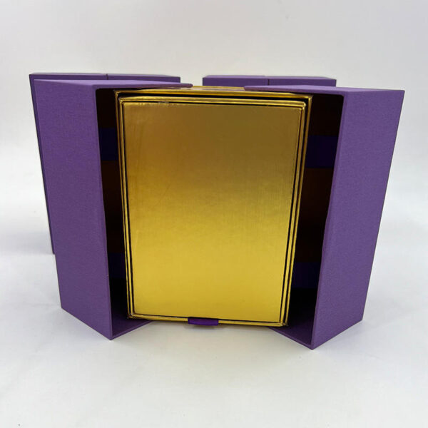 Main-03 Purple wine gift box with gold inner drawers, double-door flip-top