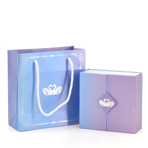 Purple Double Door Jewelry Gift Box with Pink Inner Window