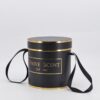 Black gold cylindrical flower gift box with handle