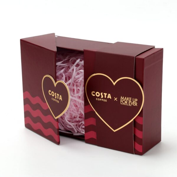 Customizable chocolate gift boxes with heart-shaped seals and double doors