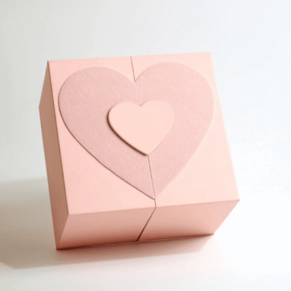 Custom Pink Double Door Heart Closure Gift Packaging Box