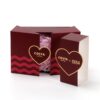 Customizable chocolate gift boxes with heart-shaped seals and double doors
