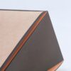 Vintage beige triangular hand-held cosmetic gift box with wooden ring and bow