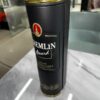 Black Cylindrical Leather Wine Tube Box with Gold Trim