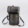 Black gold cylindrical flower gift box with handle
