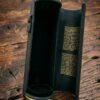 Black Cylindrical Leather Wine Tube Box with Gold Trim