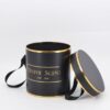 Black gold cylindrical flower gift box with handle