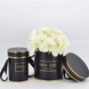 Black gold cylindrical flower gift box with handle
