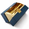 Custom Luxury Magnetic Double Door Wine Gift Box with Premium Gold Interior and Textured Paper Finish