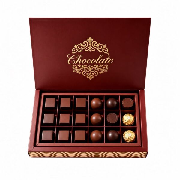 04 Luxury Flip Top Chocolate Box with Gold Foil Logo for Premium Chocolate Packaging