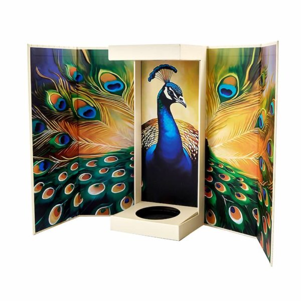 Peacock Themed Double Open Wine Box, Custom Printed Liquor Display Box