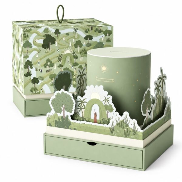 Custom Luxury Candle Gift Box with 3D Paper Art Design and Drawer Structure