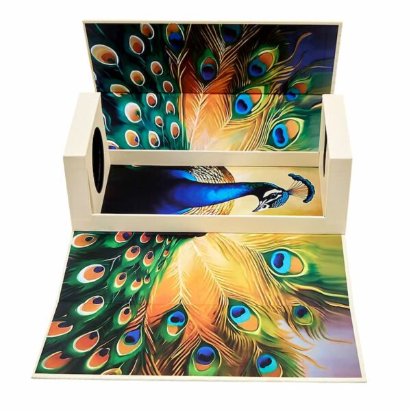 Peacock Themed Double Open Wine Box, Custom Printed Liquor Display Box