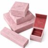 Custom Pink Suede Jewelry Box Set, Luxury Magnetic Jewelry Gift Box with Logo for Wedding Festival Gift