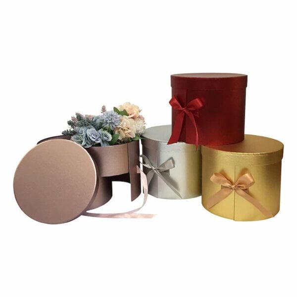 Luxury Flower Box with Round Rigid Structure and Premium Floral Presentation Design