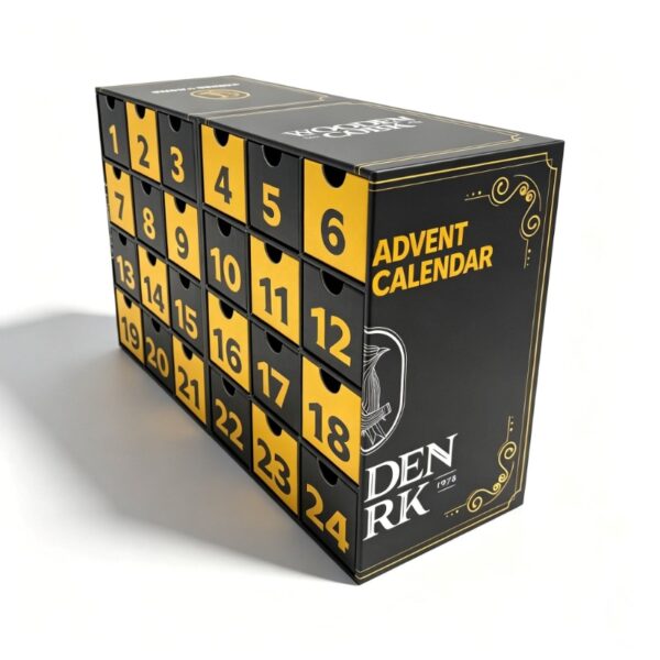 Main-02 Custom Luxury Alcohol Advent Calendar Box with 24 Drawer Design and Premium Black Gold Packaging