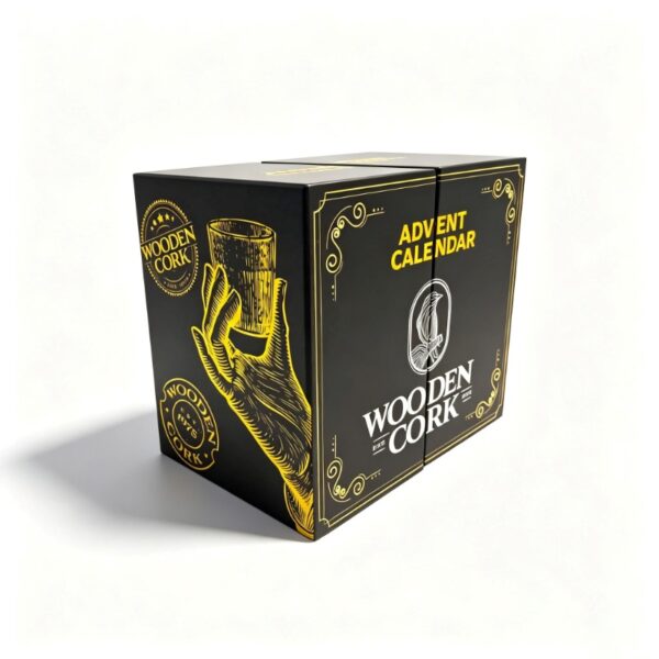Main-03 Custom Luxury Alcohol Advent Calendar Box with 24 Drawer Design and Premium Black Gold Packaging