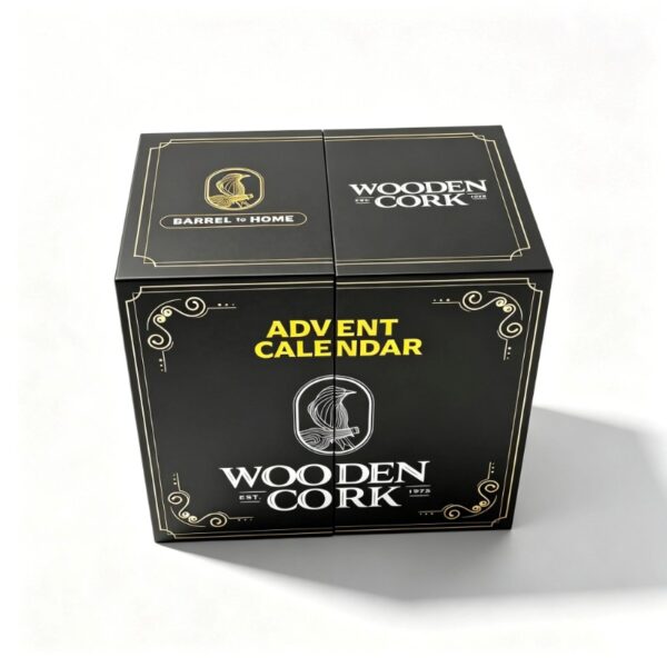 Main-04 Custom Luxury Alcohol Advent Calendar Box with 24 Drawer Design and Premium Black Gold Packaging